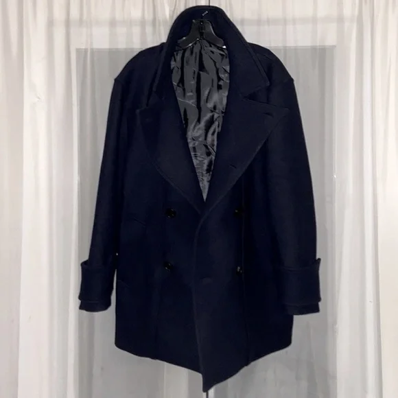 Wooyoungmi Paris fleece wool PeaCoat 1/1 Rare Find IT54 XXL UNI Designer Coat‌
